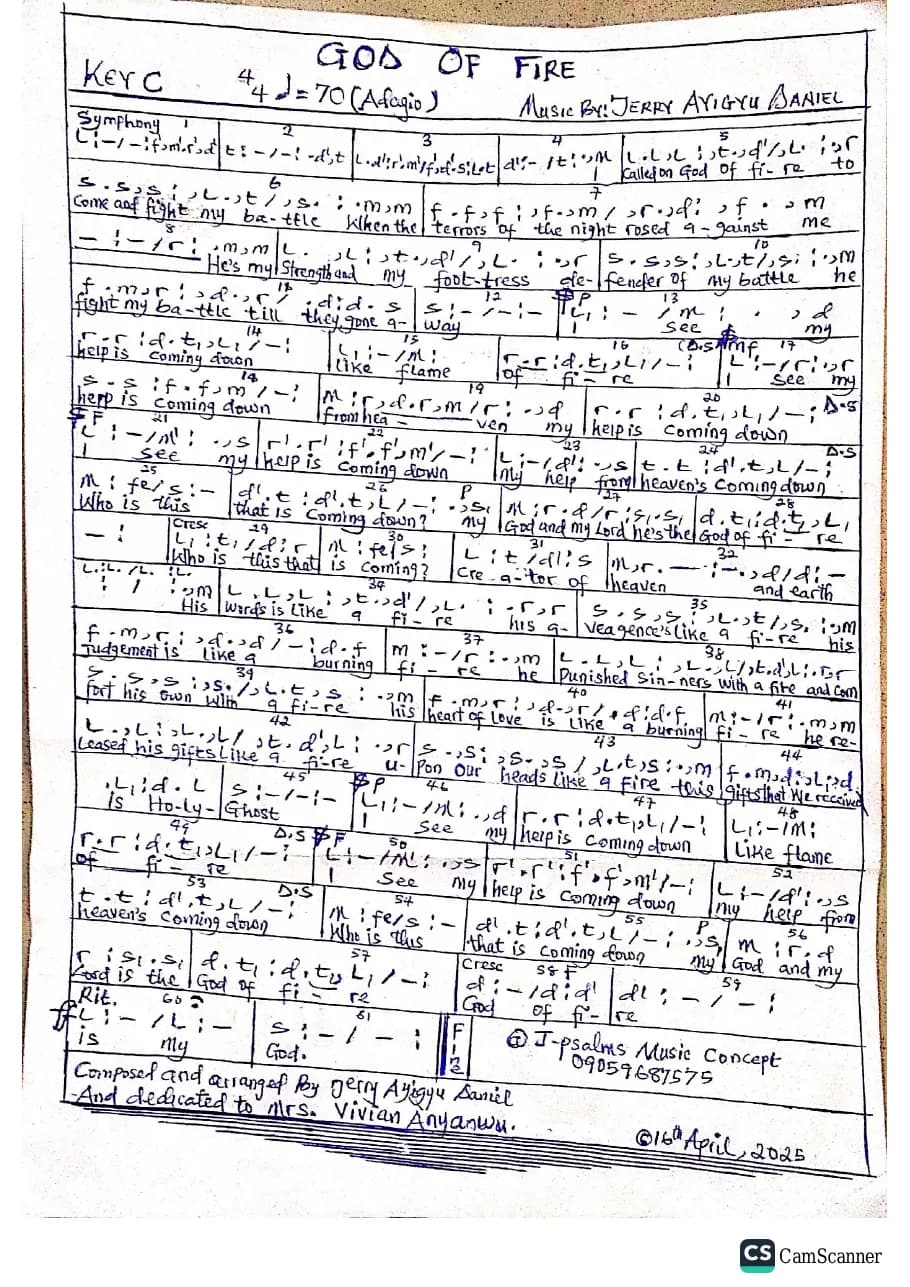 God of Fire — first page