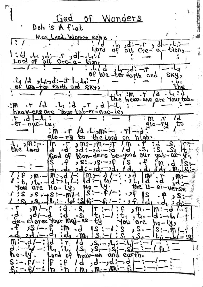 God of Wonders — first page
