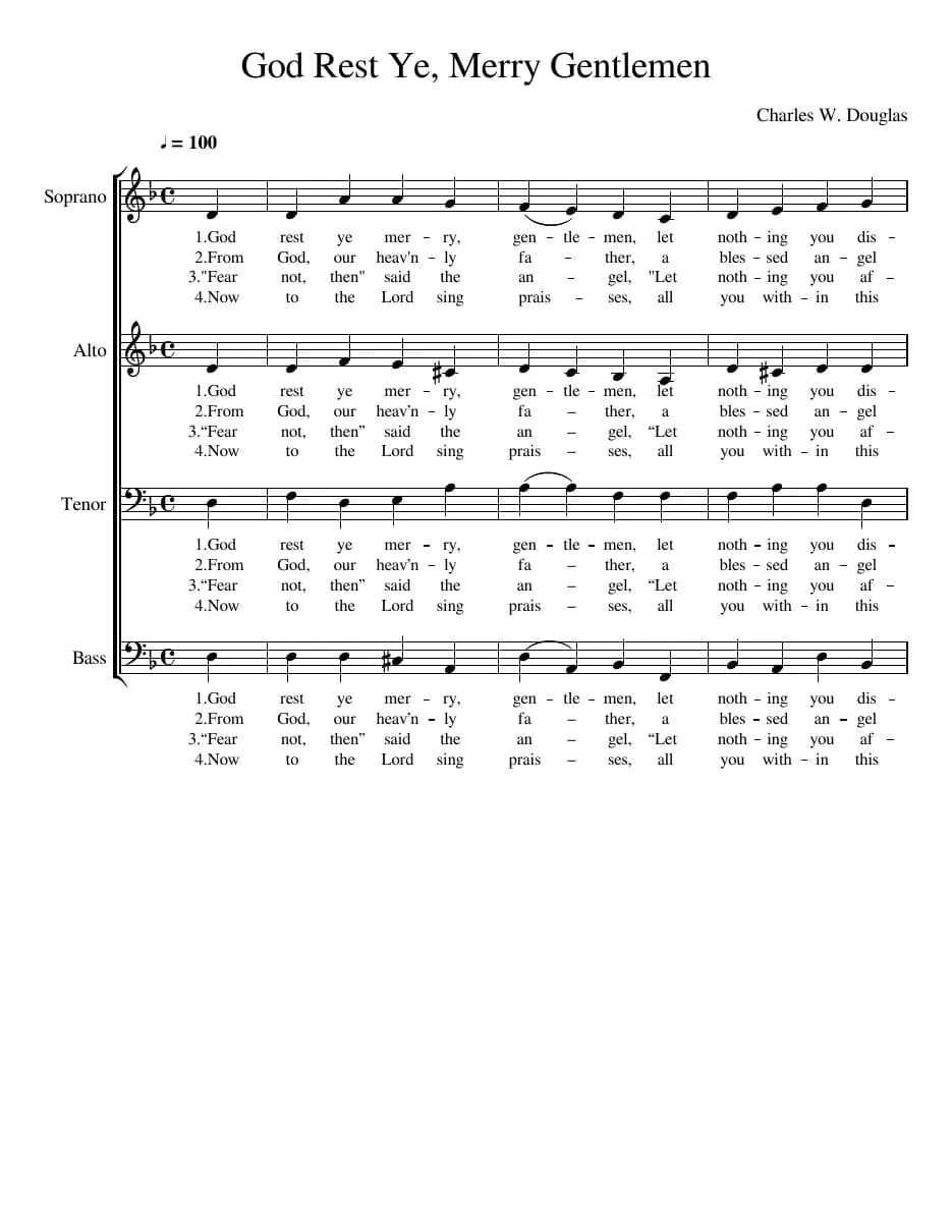 God Rest Ye, Merry Gentlemen — first page