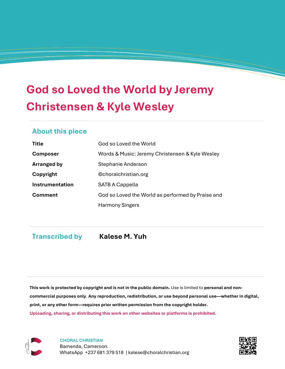 God so Loved the World — first page