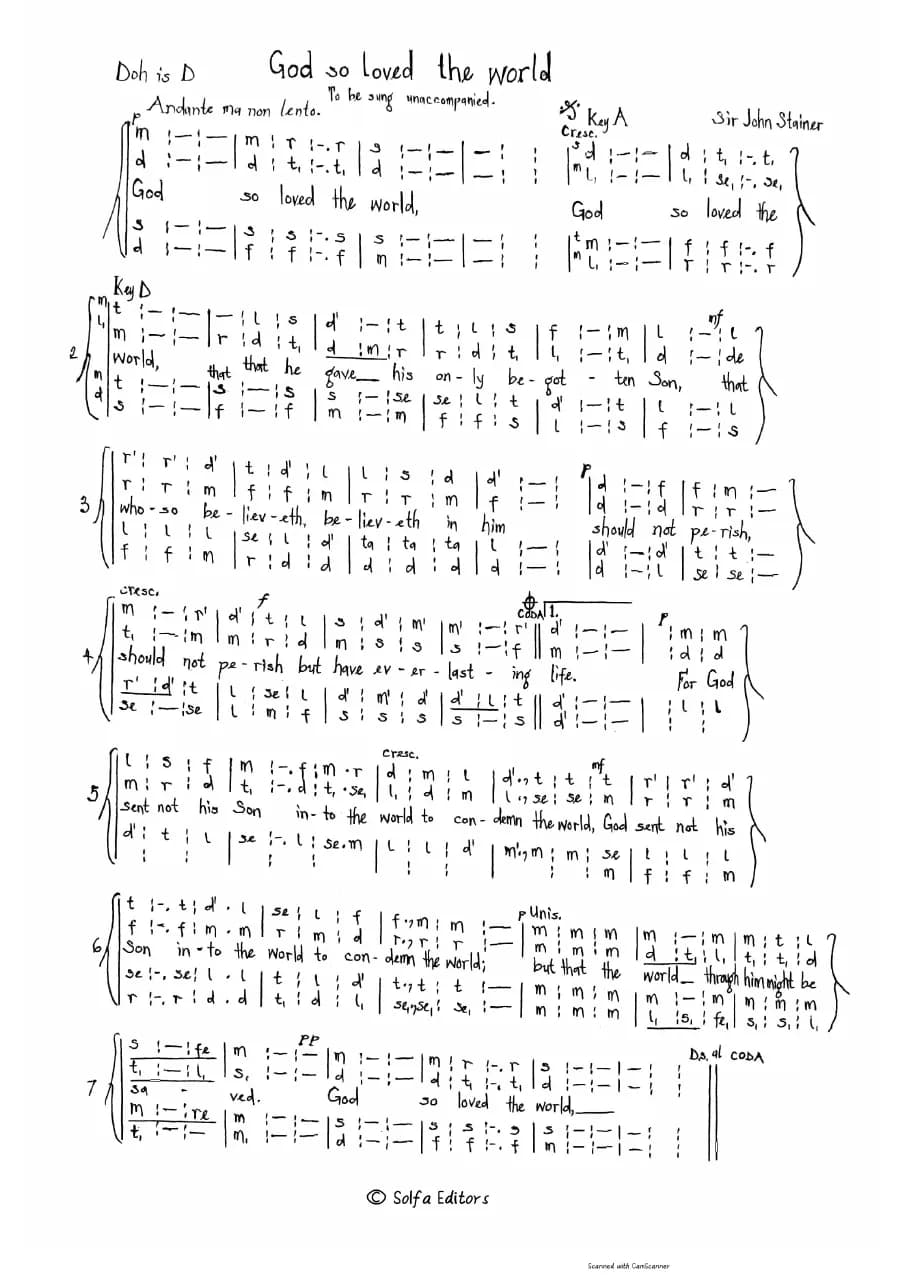 God so Loved the World - Stainer — first page