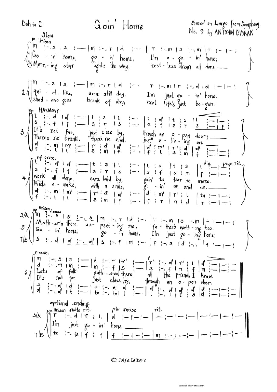 Goin Home - Dvorak — first page