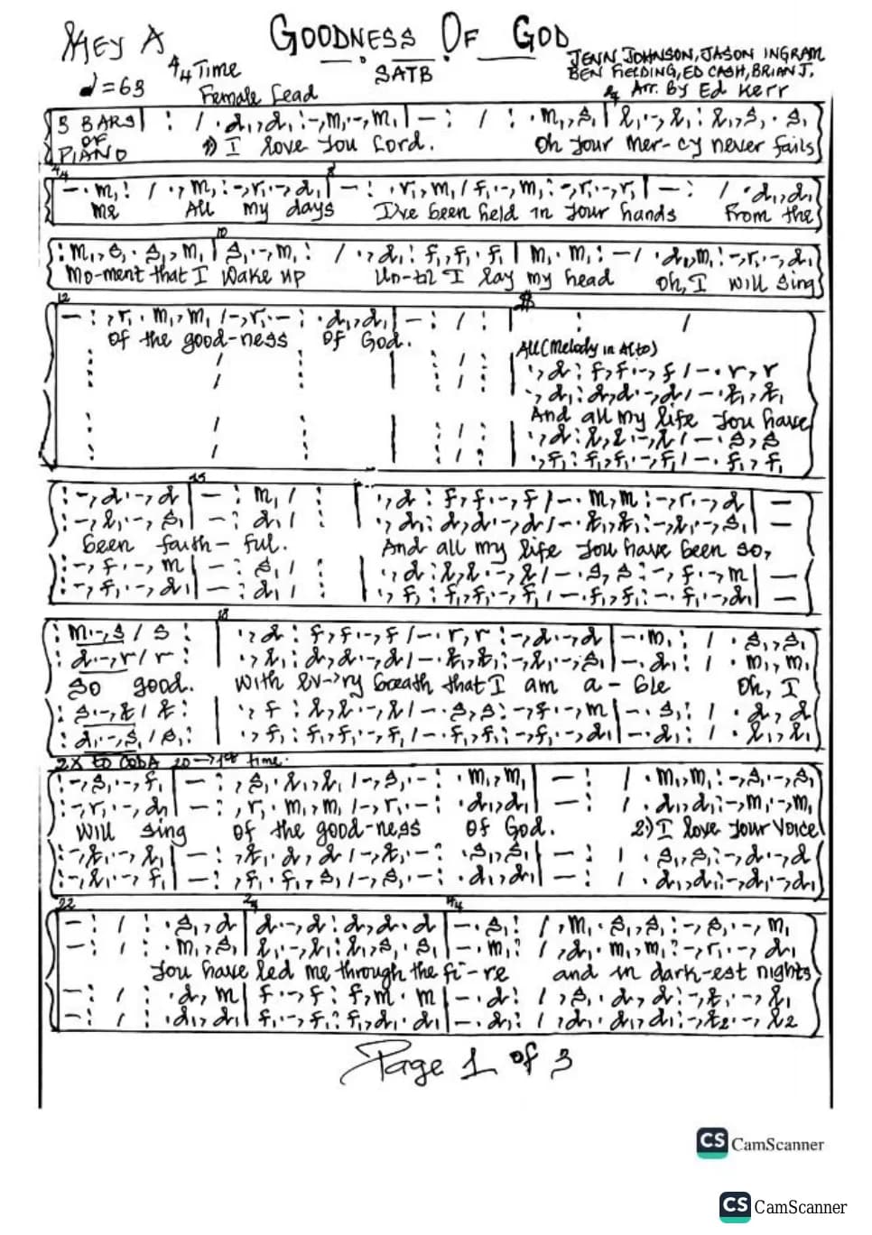 Goodness of God — first page