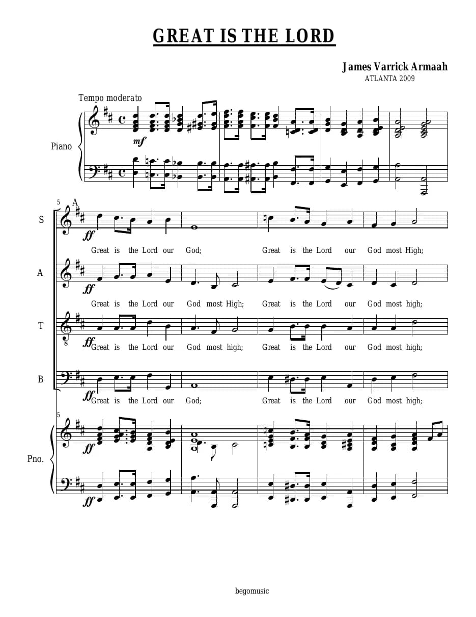 Great Is the Lord — first page