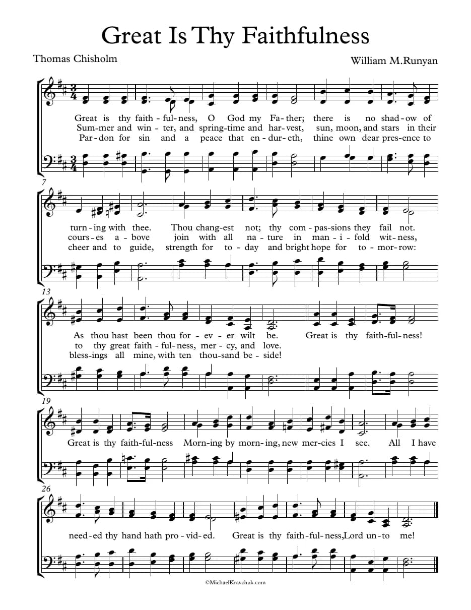 Great Is Thy Faithfulness — first page