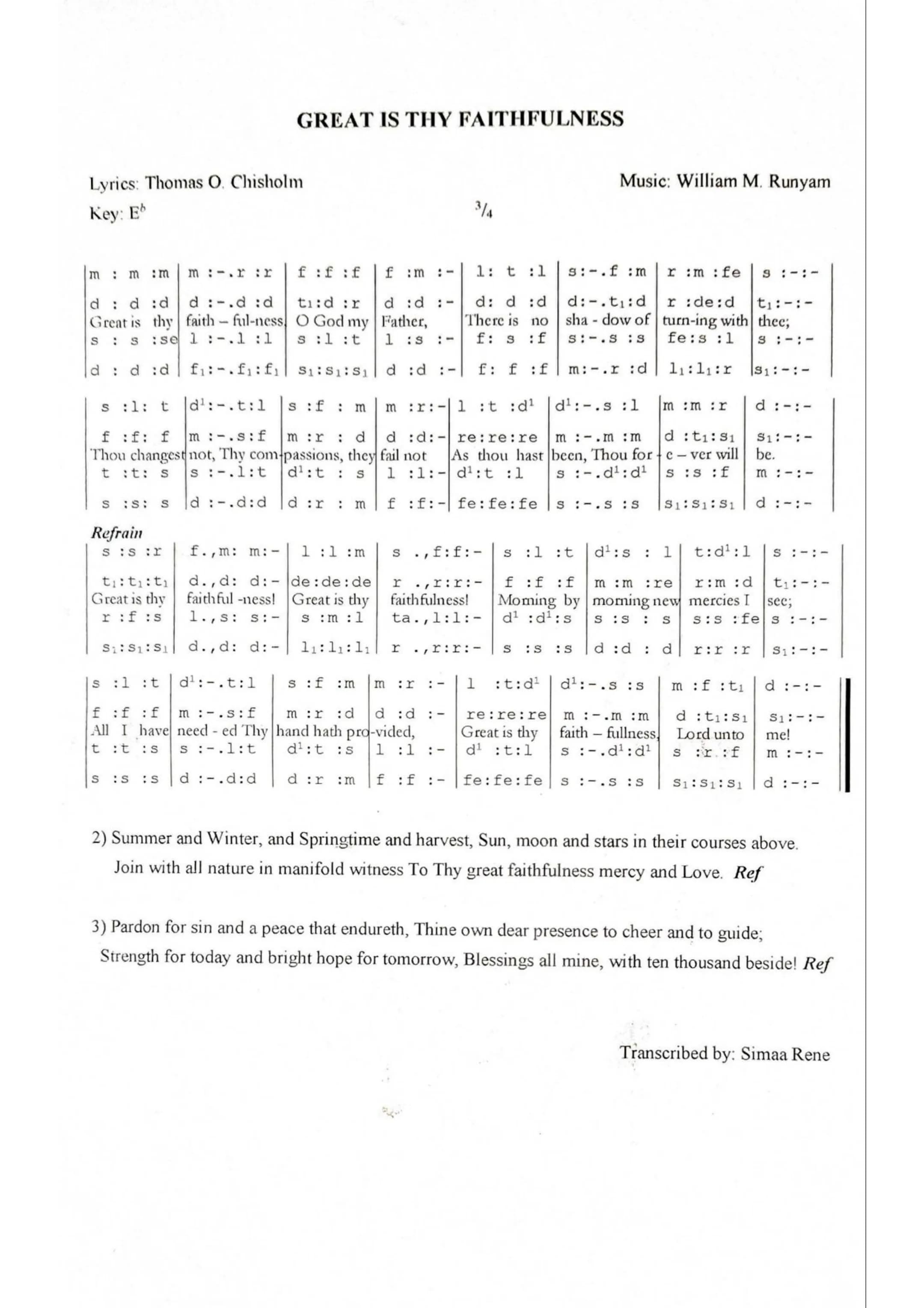 Great Is Thy Faithfulness — first page