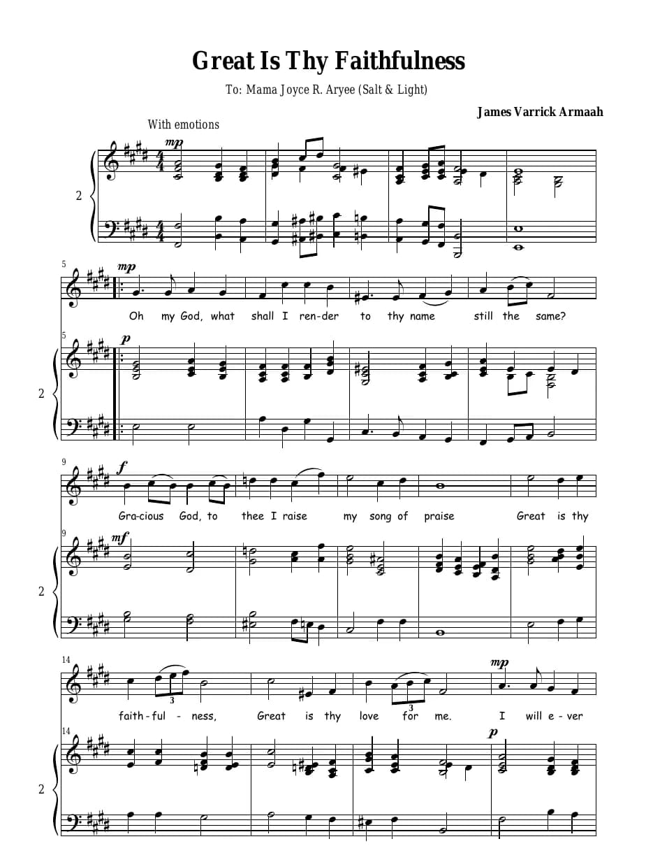 Great Is Thy Faithfulness - Armaah — first page