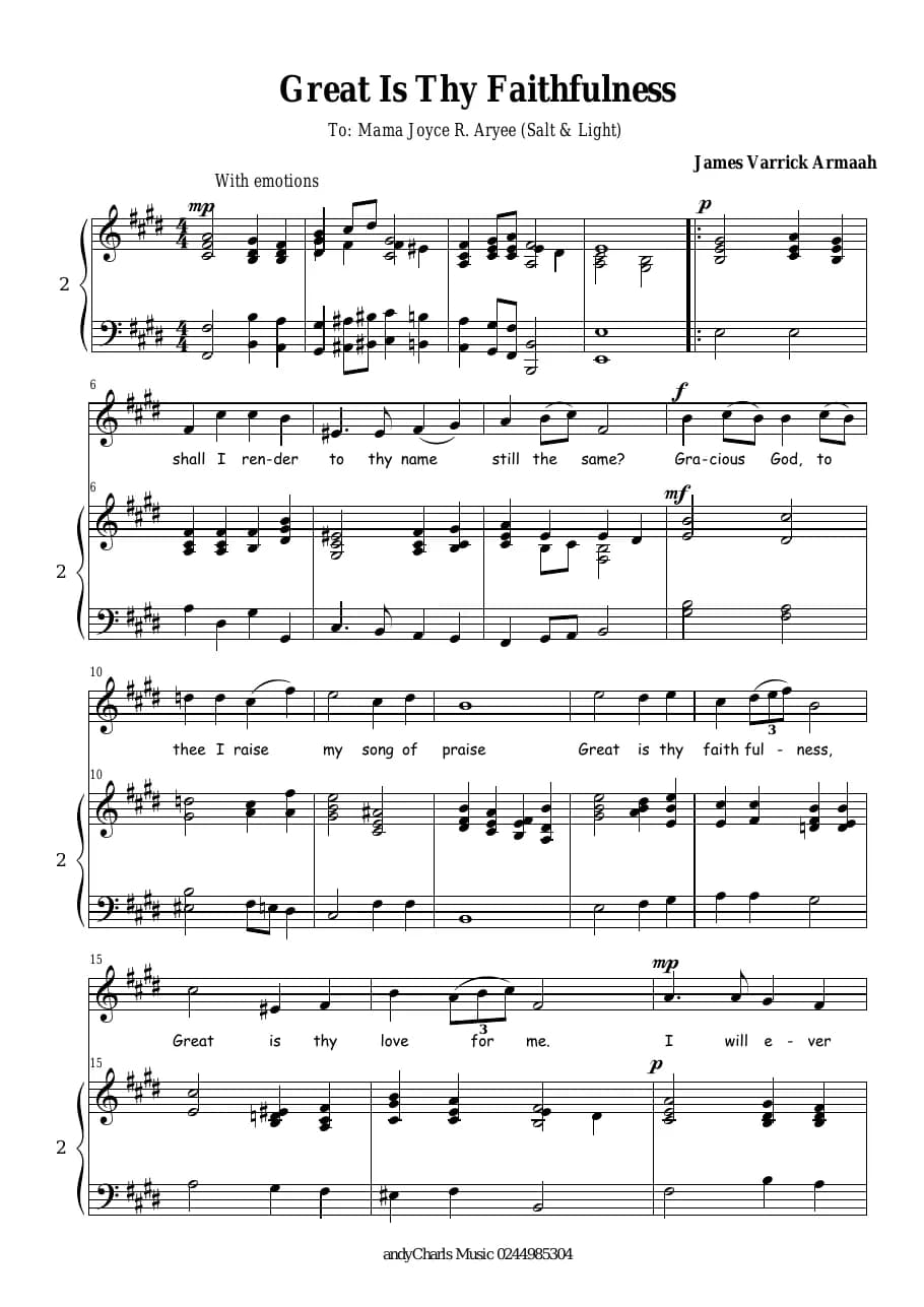 Great Is Thy Faithfulness — first page
