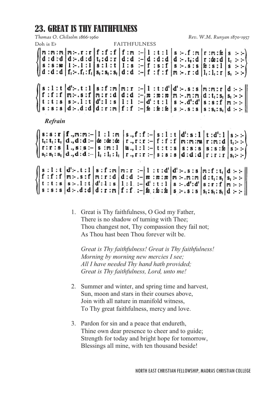 Great Is Thy Faithfulness — first page