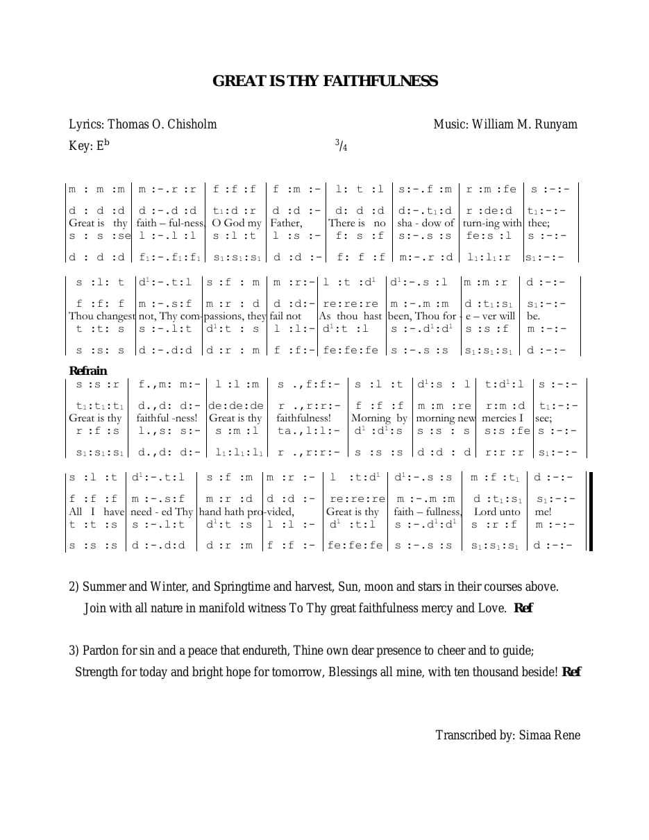 Great Is Thy Faithfulness — first page