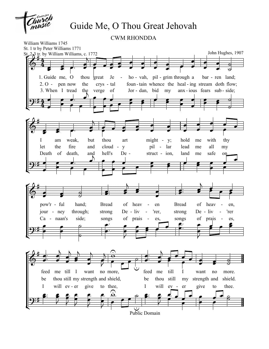 Guide Me, O Thou Great Jehova — first page