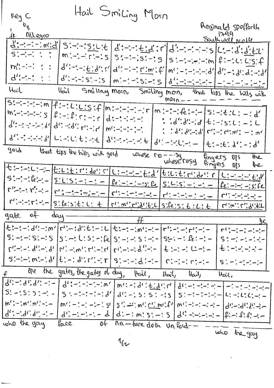 Hail Smiling Morn — first page