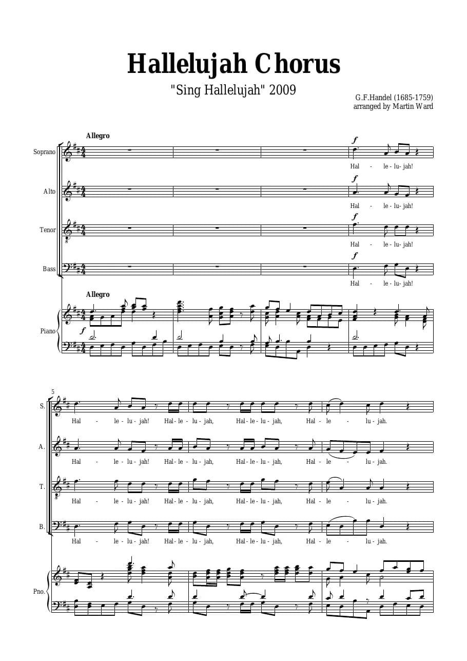 Hallelujah Chorus - Sing Hallelujah G.F.Handel — first page