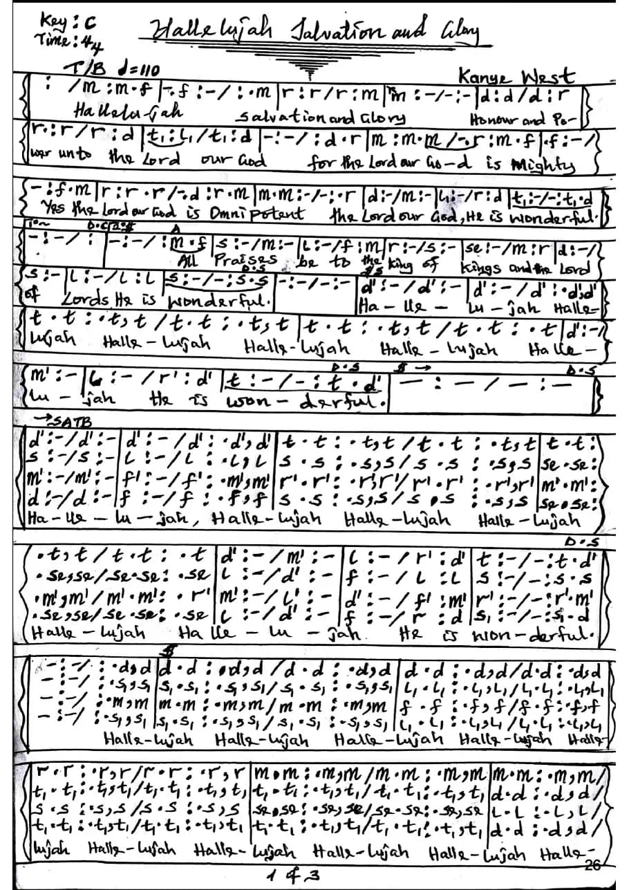 Hallelujah Salvation and Glory — first page