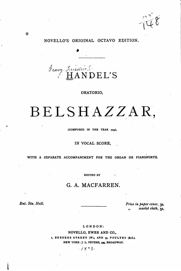 Handel's Belshazzar — first page