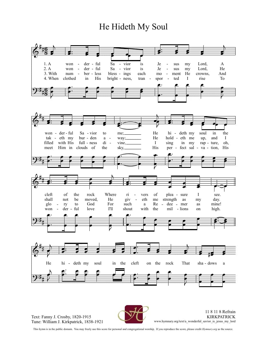 He Hiddeth My Soul — first page