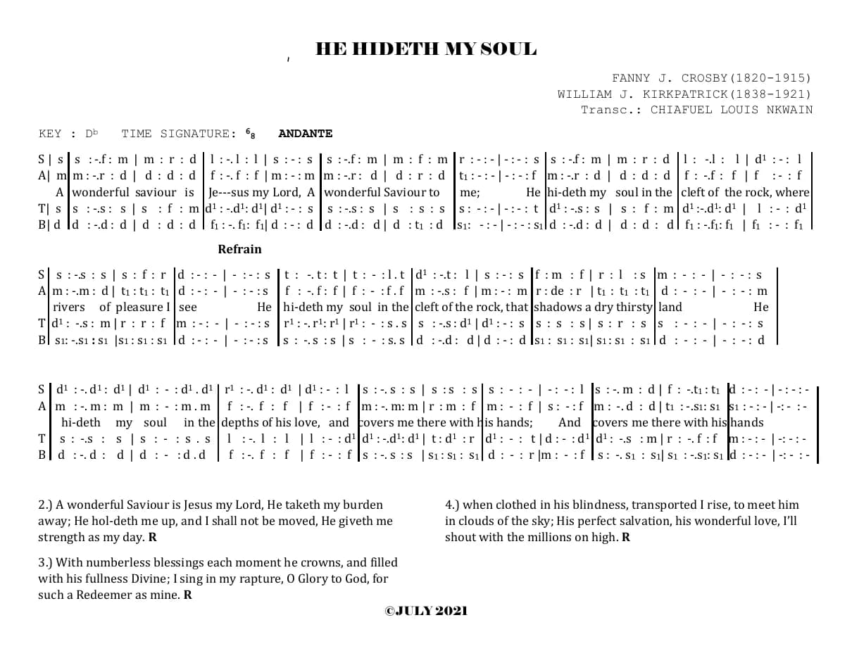 He Hideth My Soul — first page
