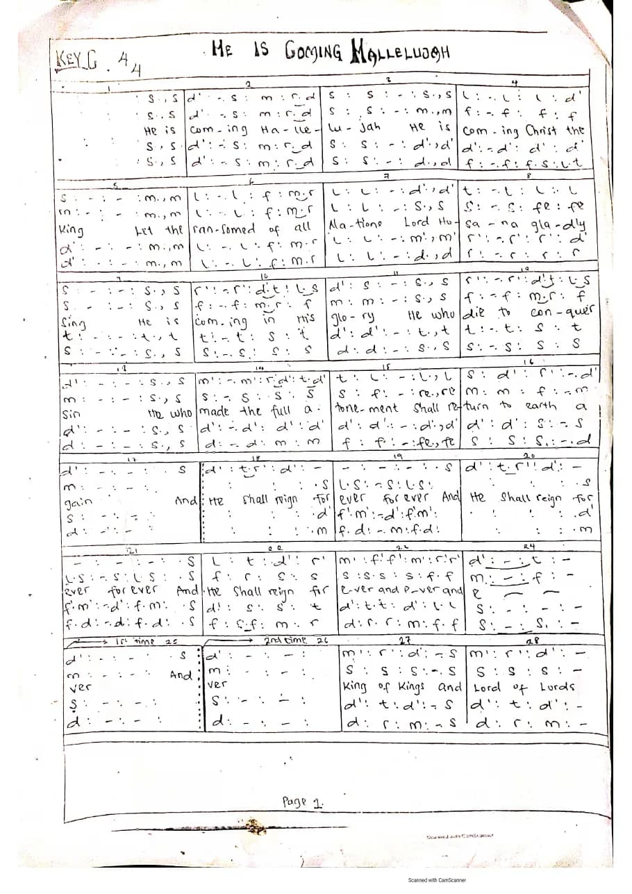 He Is Coming Alleluia — first page