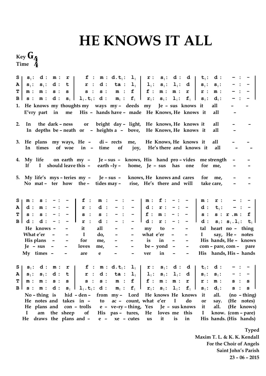 He Knows It All — first page