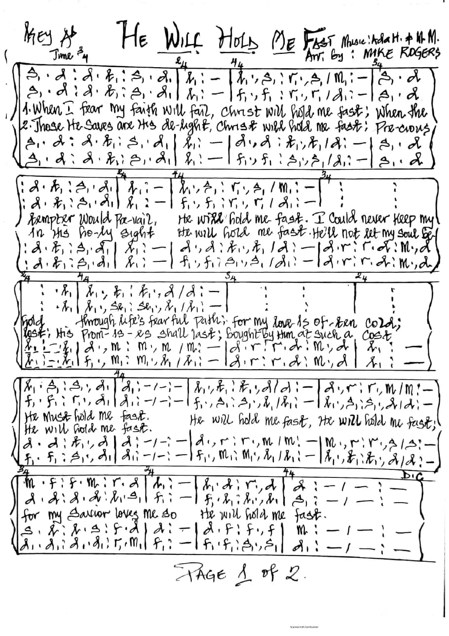 He Will Hold Me Fast — first page