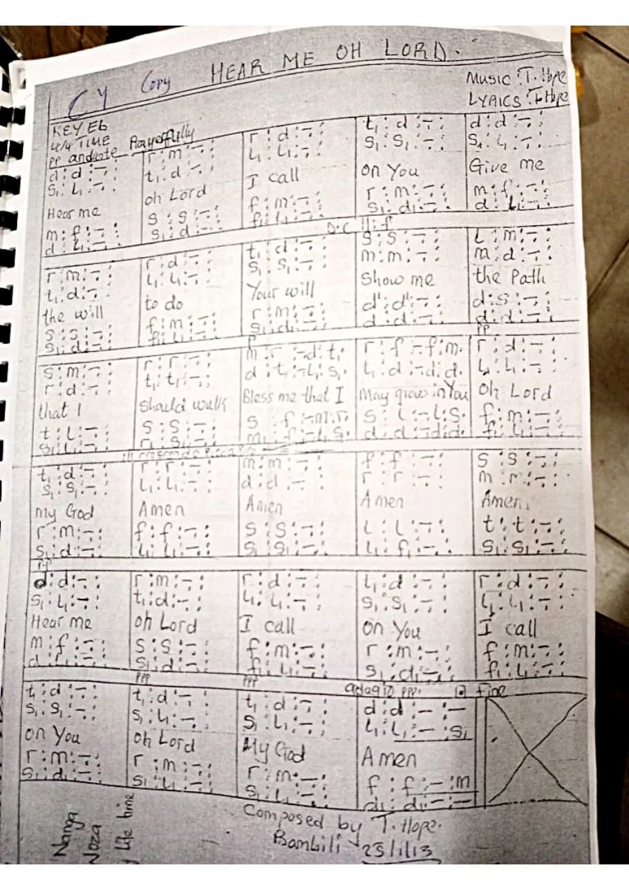 Hear Me Oh Lord — first page