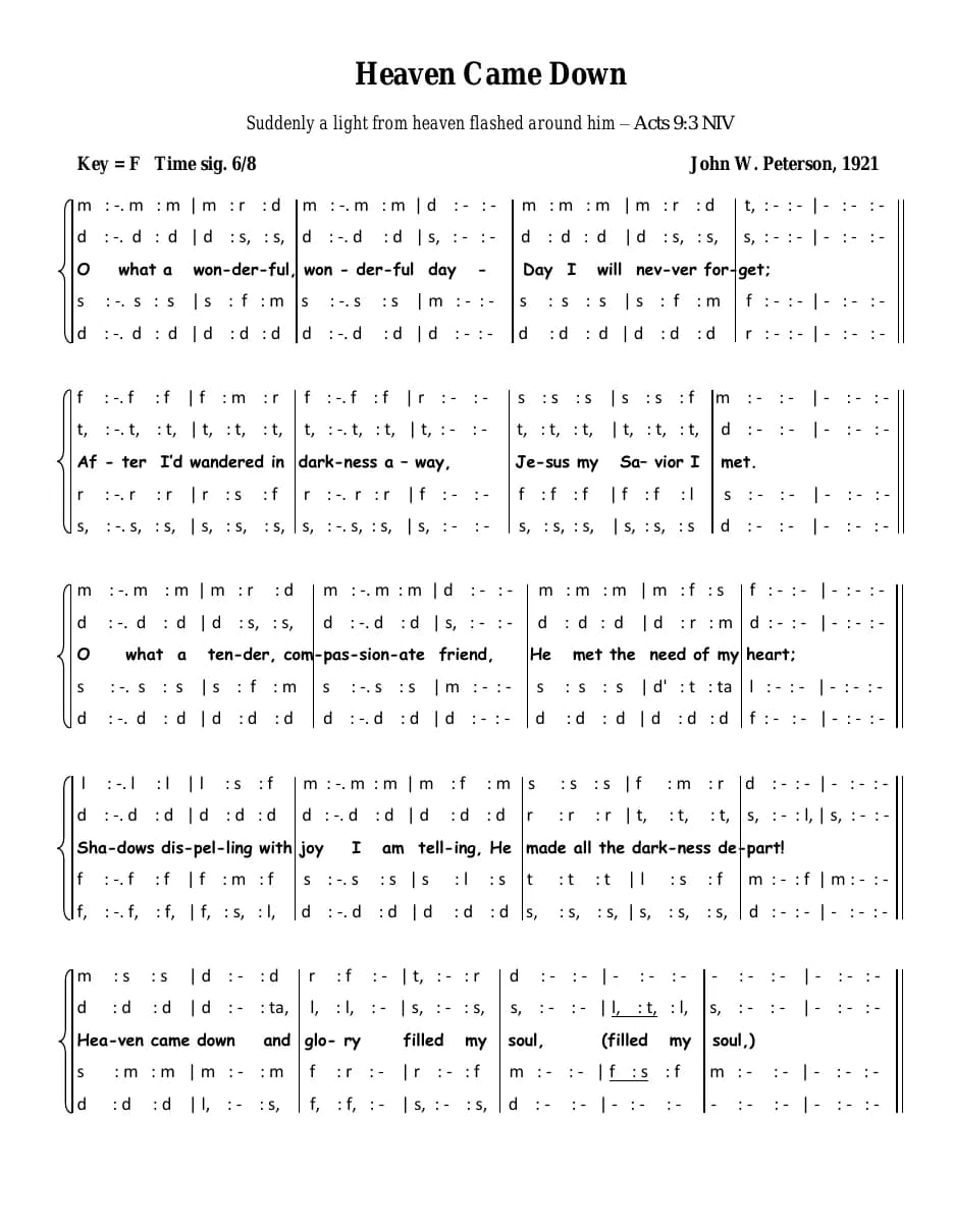 Heaven Came Down — first page
