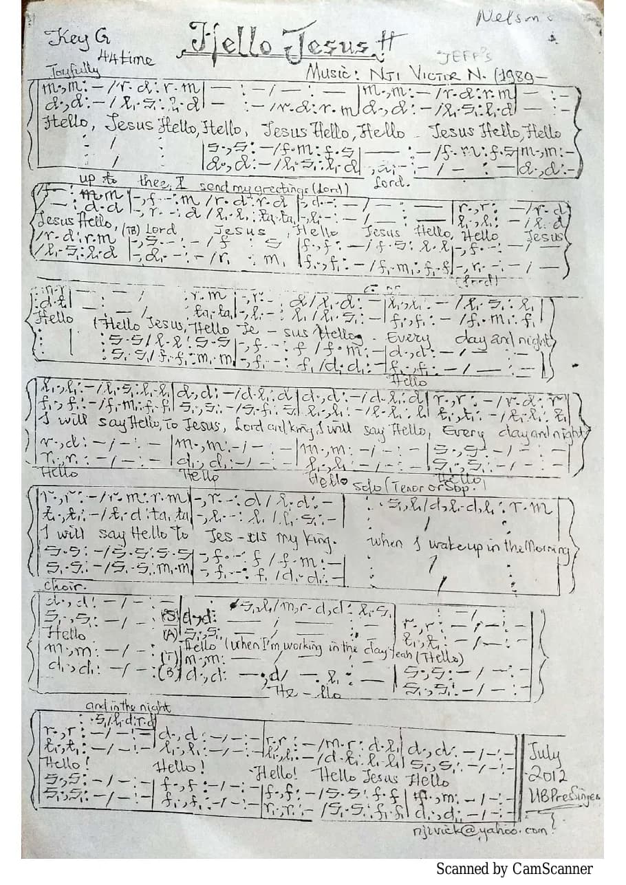 Hello Jesus Hello — first page