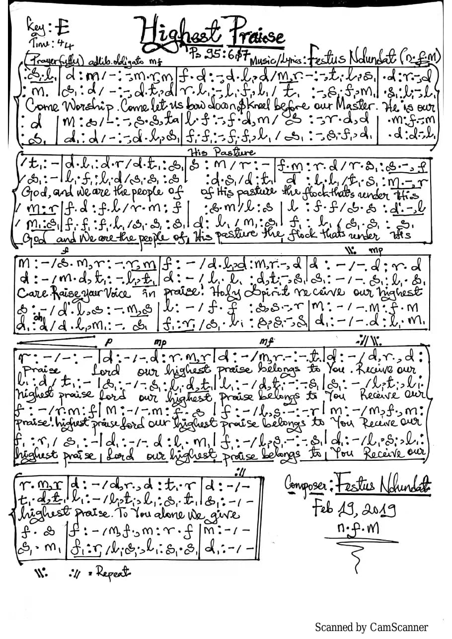 Highest Praise — first page