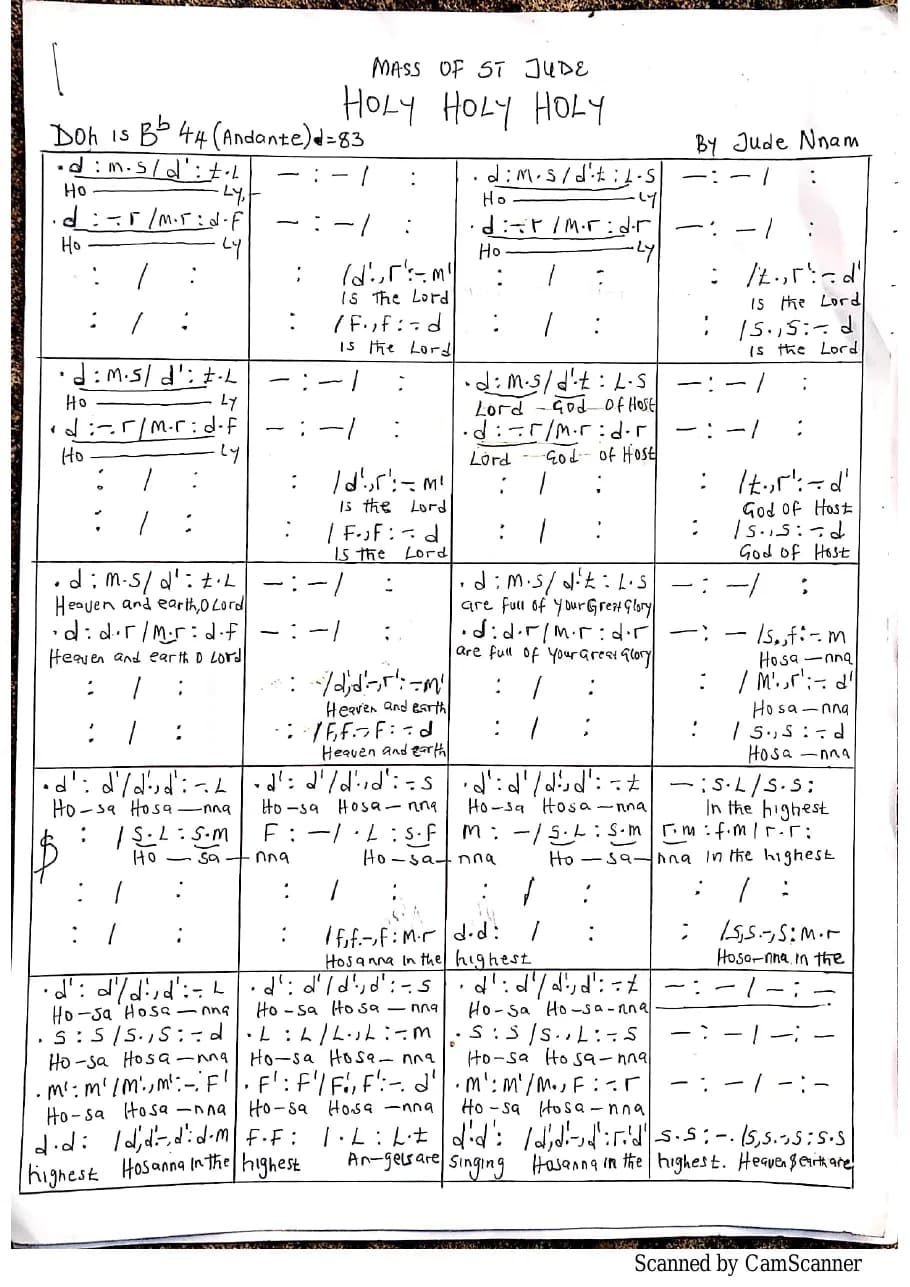 Holy Holy Holy - Mass of St Jude — first page