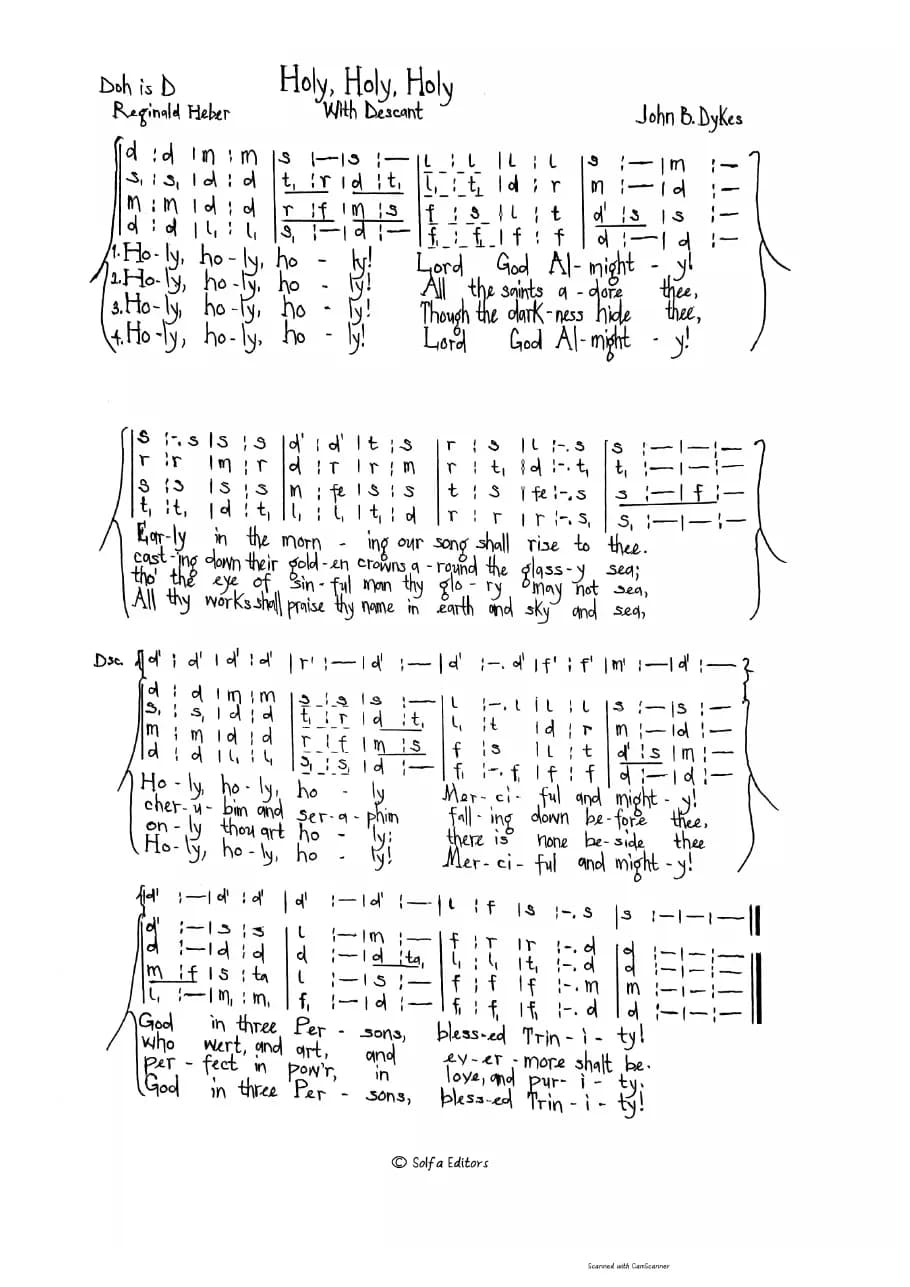 Holy, Holy, Holy - with Descant — first page
