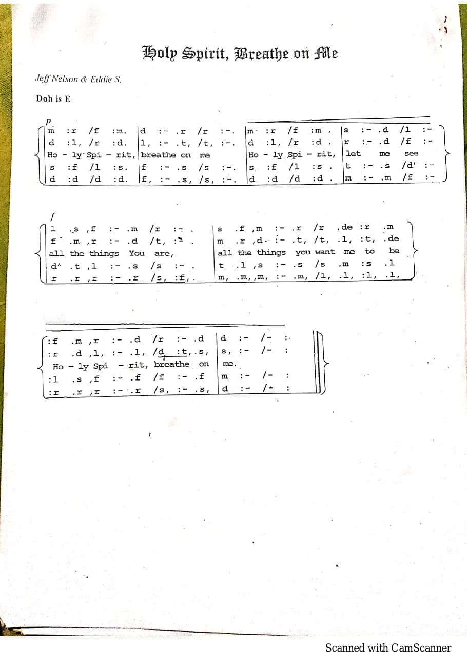Holy Spirit Breathe on Me — first page