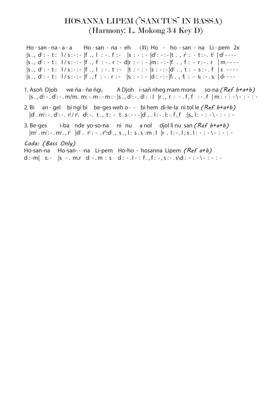 Hosanna Lipem - Sanctus en Bassa — first page