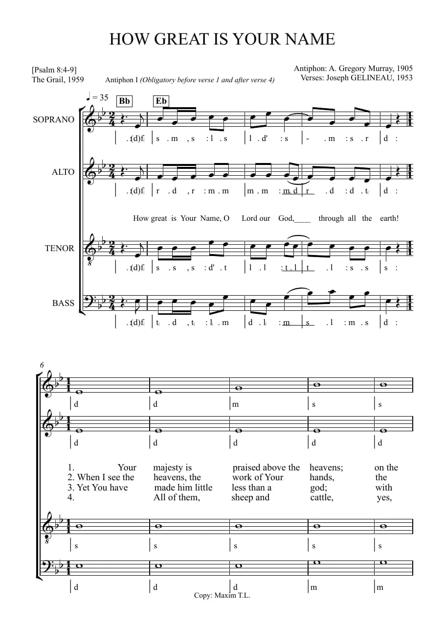How Great Is Your Name — first page