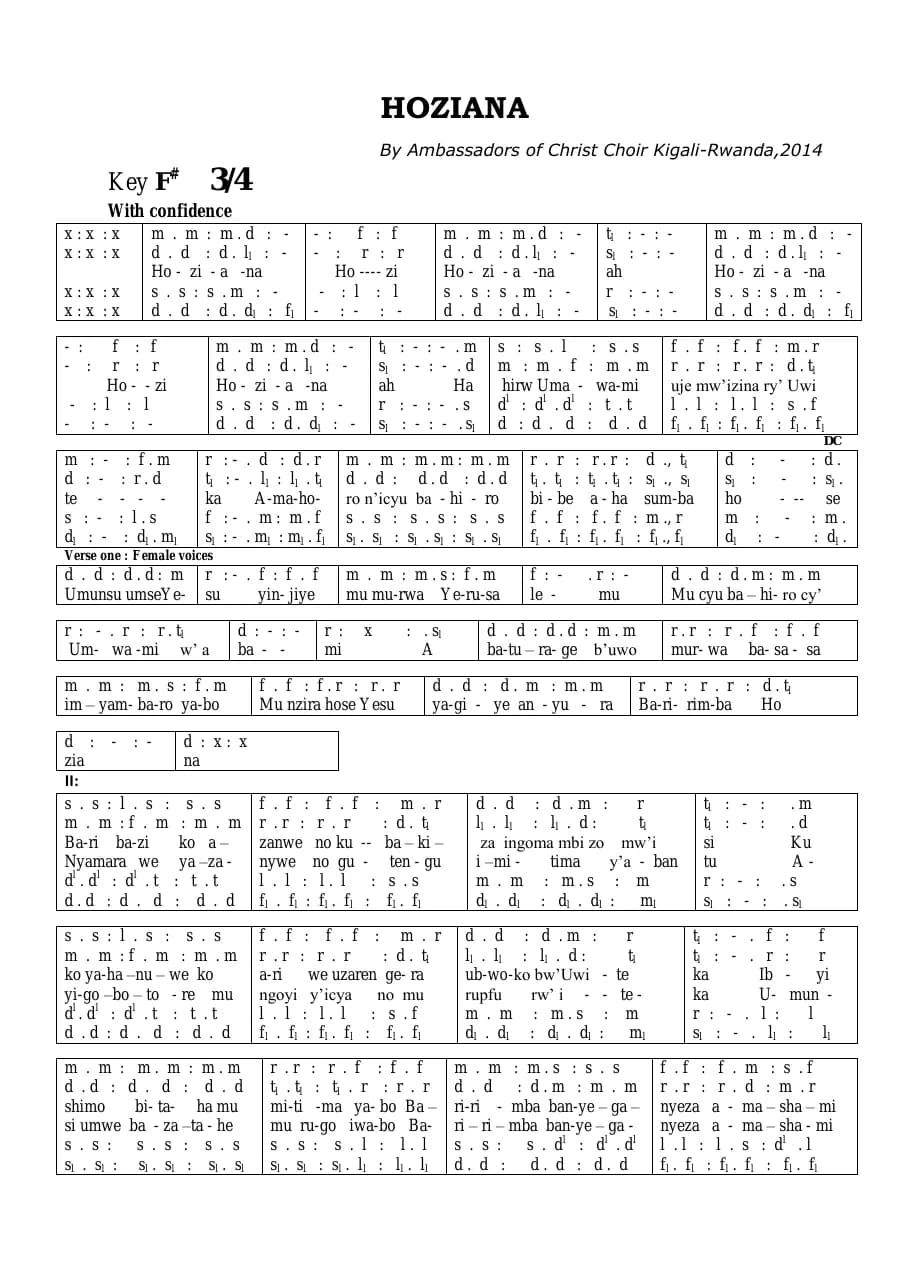 Hoziana — first page