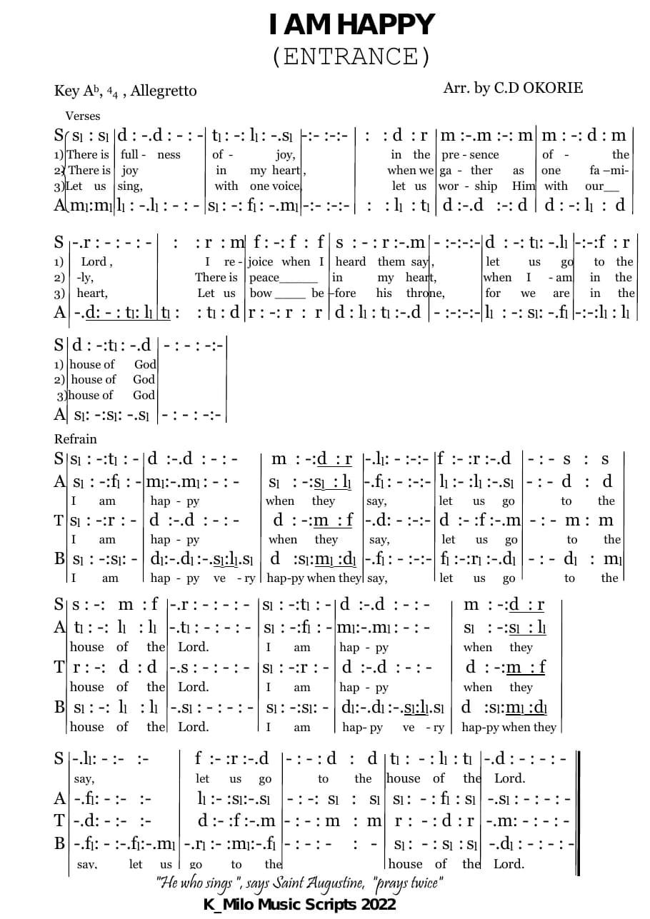 I Am Happy — first page