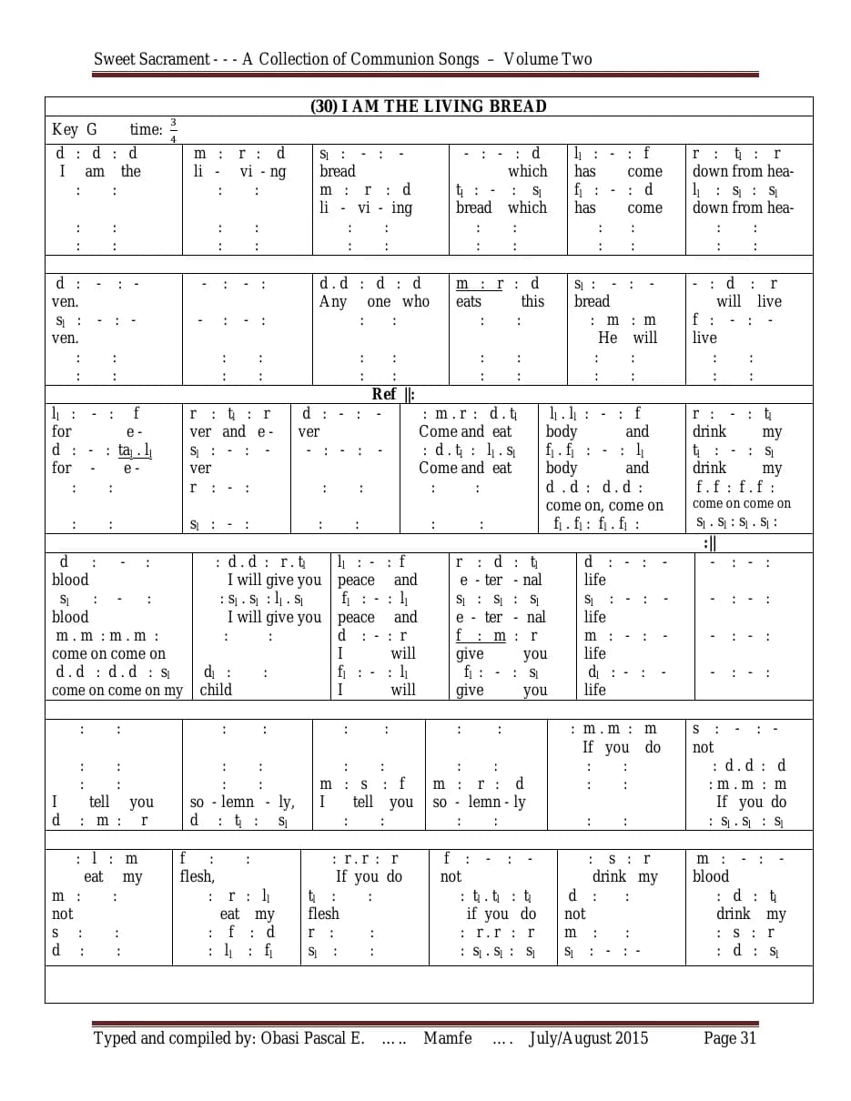 I Am the Living Bread — first page