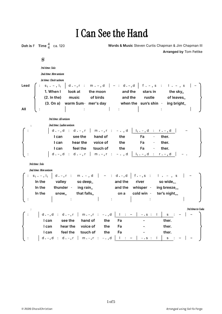 I Can See the Hand — first page