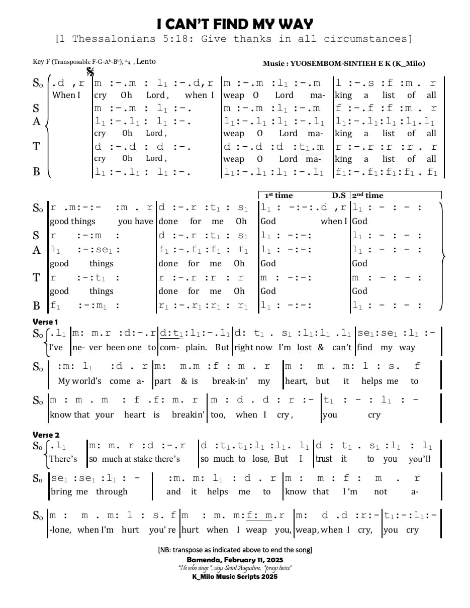 I Can't Find My Way V — first page