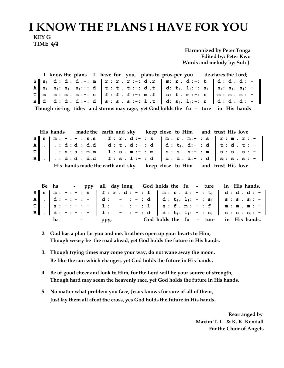 I Know the Plans I Have for You — first page