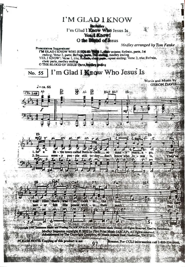 I'm Glad I Know Who Jesus Is — first page