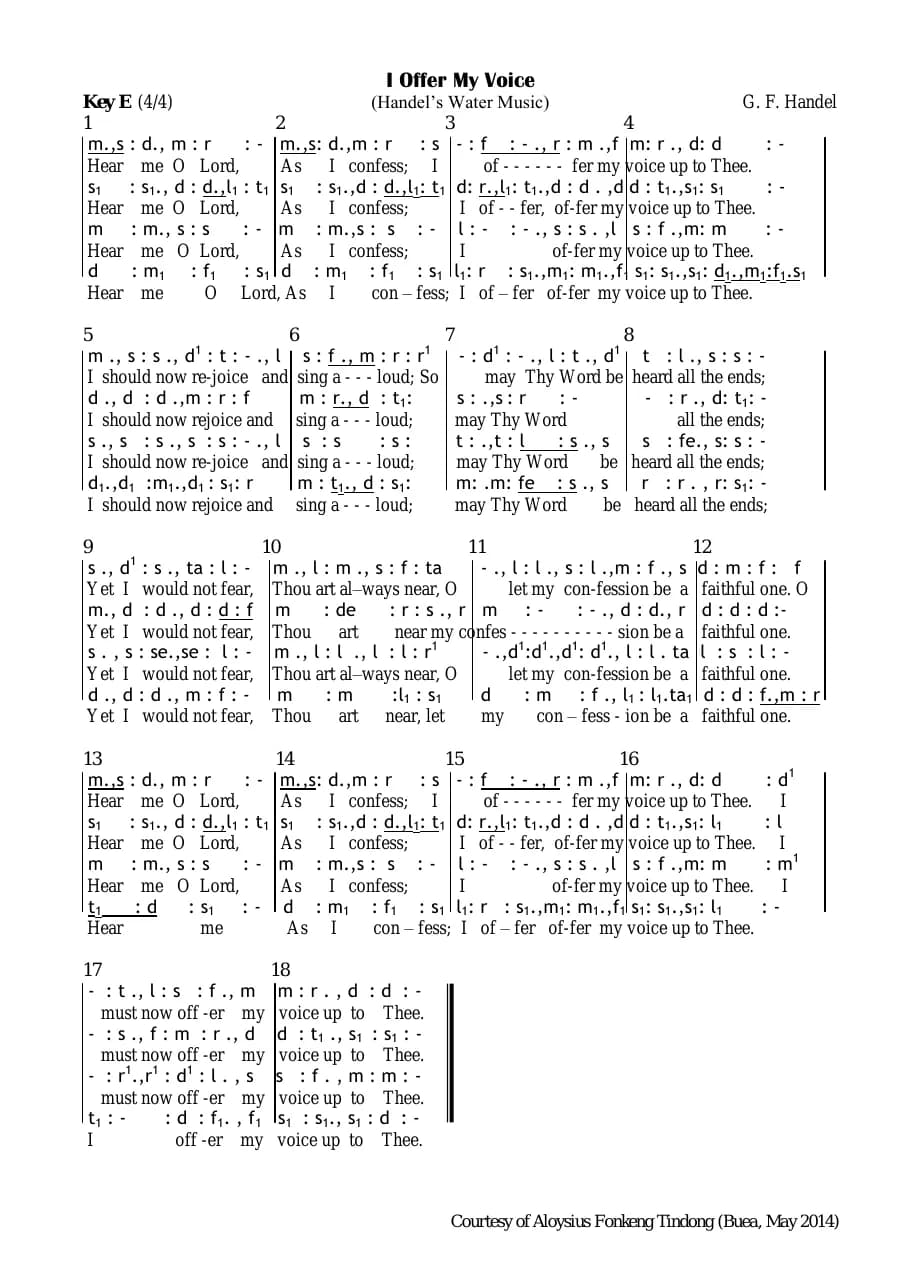 I Offer My Voice — first page