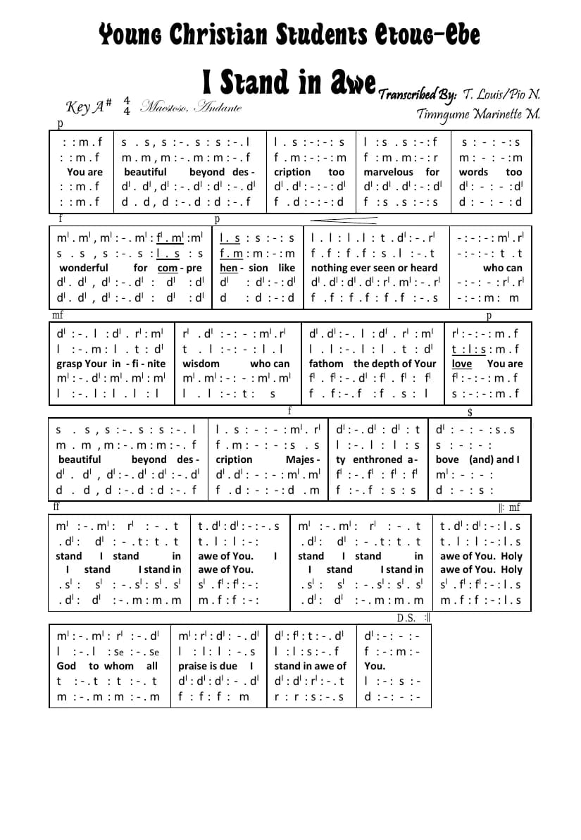 I Stand in Awe — first page
