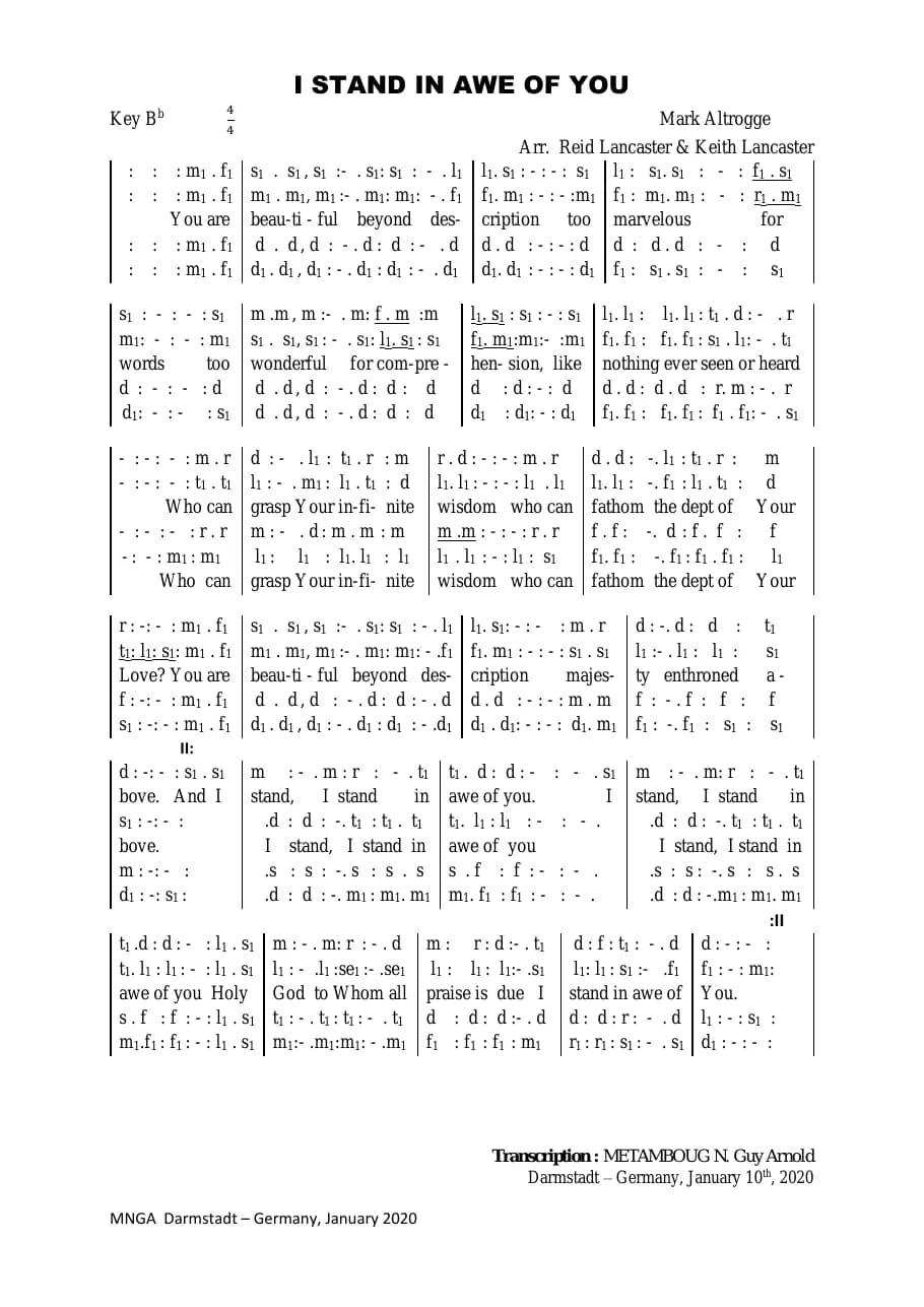I Stand in Awe of You — first page