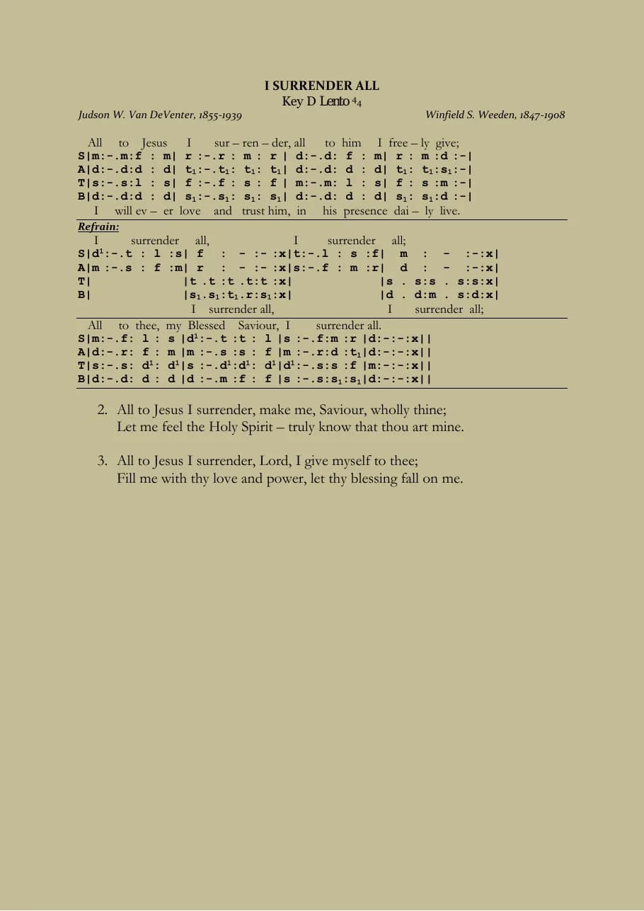 I Surrender All — first page