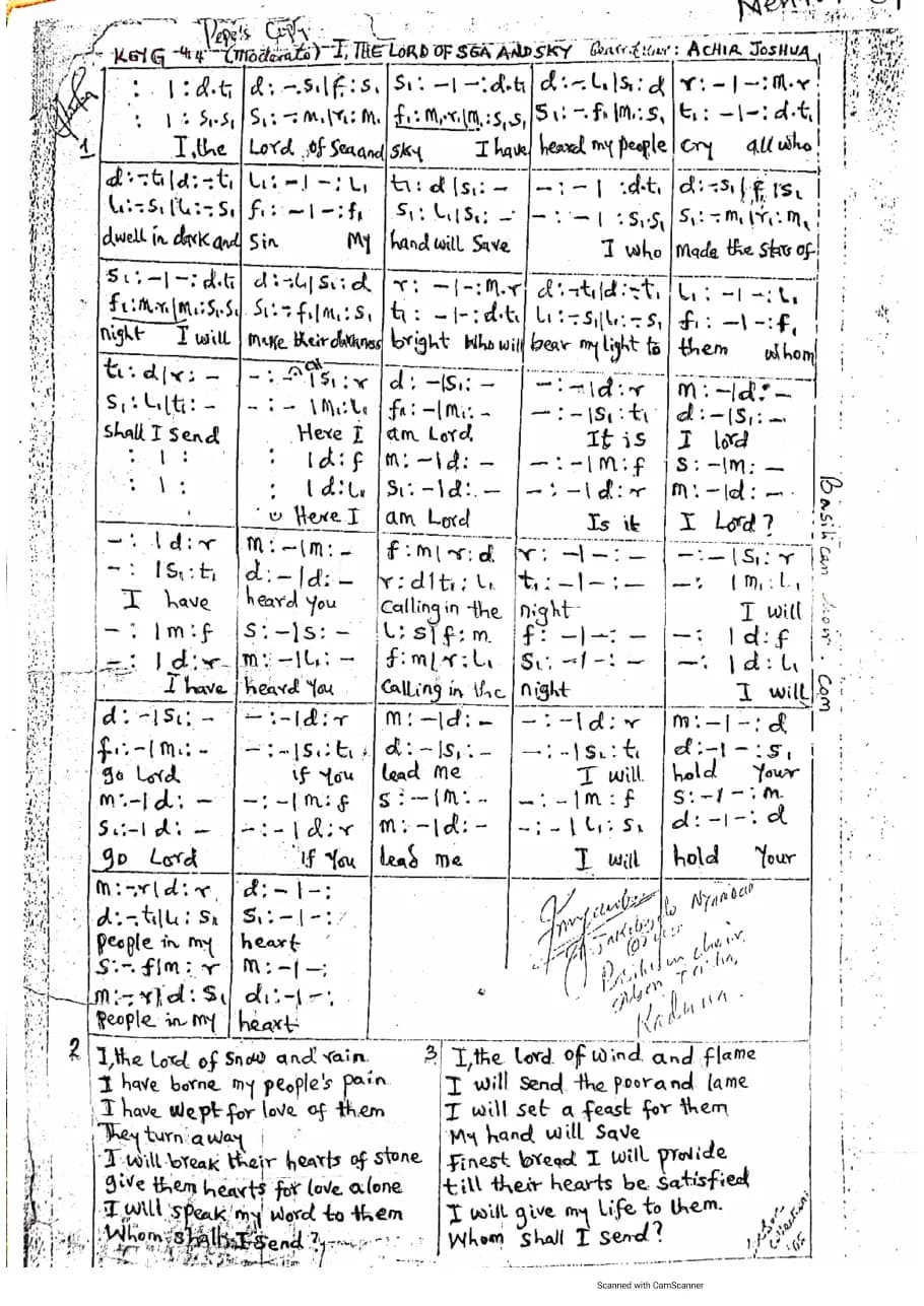 I the Lord of Sea and Sky Csj — first page