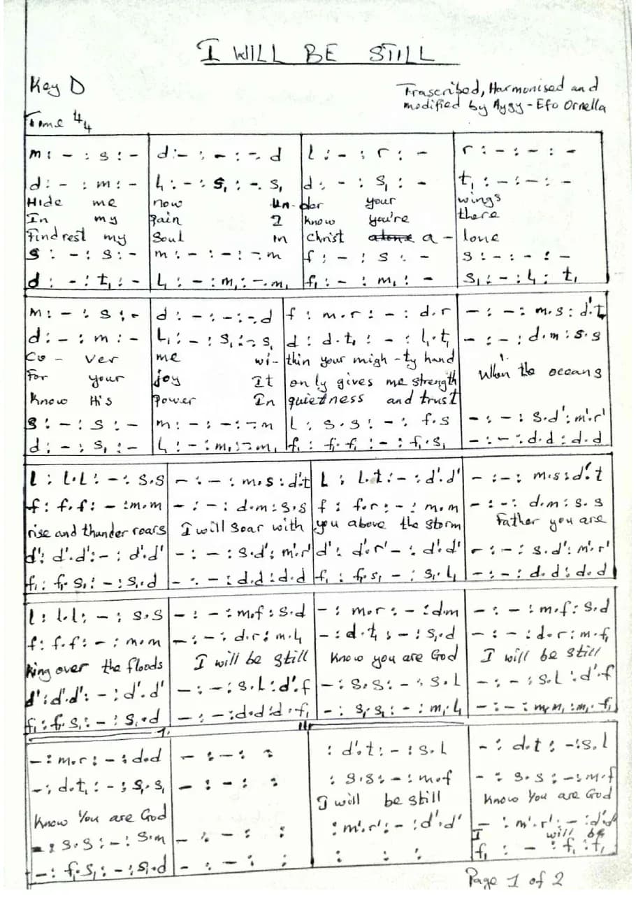 I Will Be Still — first page