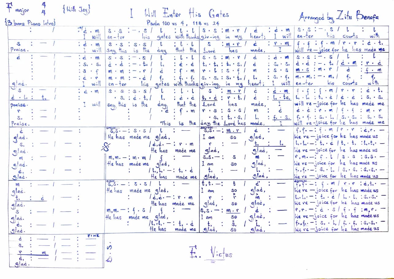 I Will Enter His Gates — first page