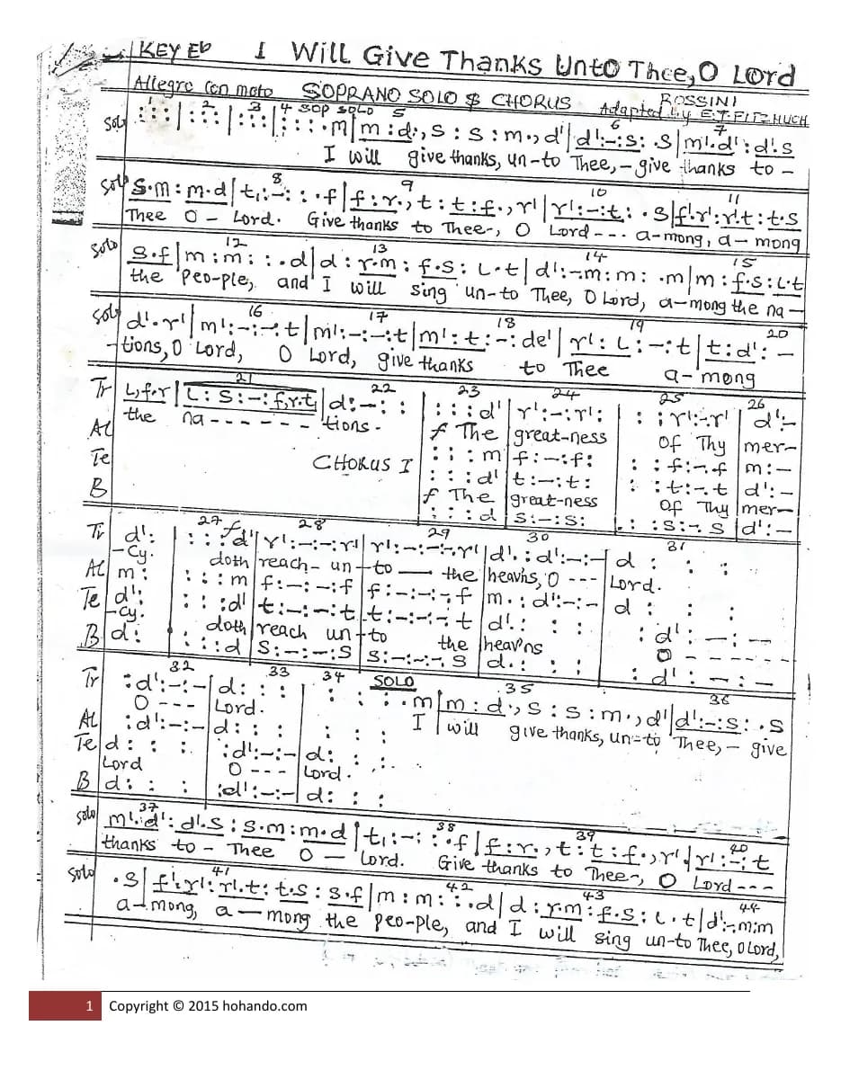 I Will Give Thanks — first page