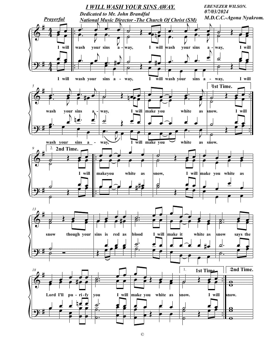 I Will Wash Your Sins Away — first page
