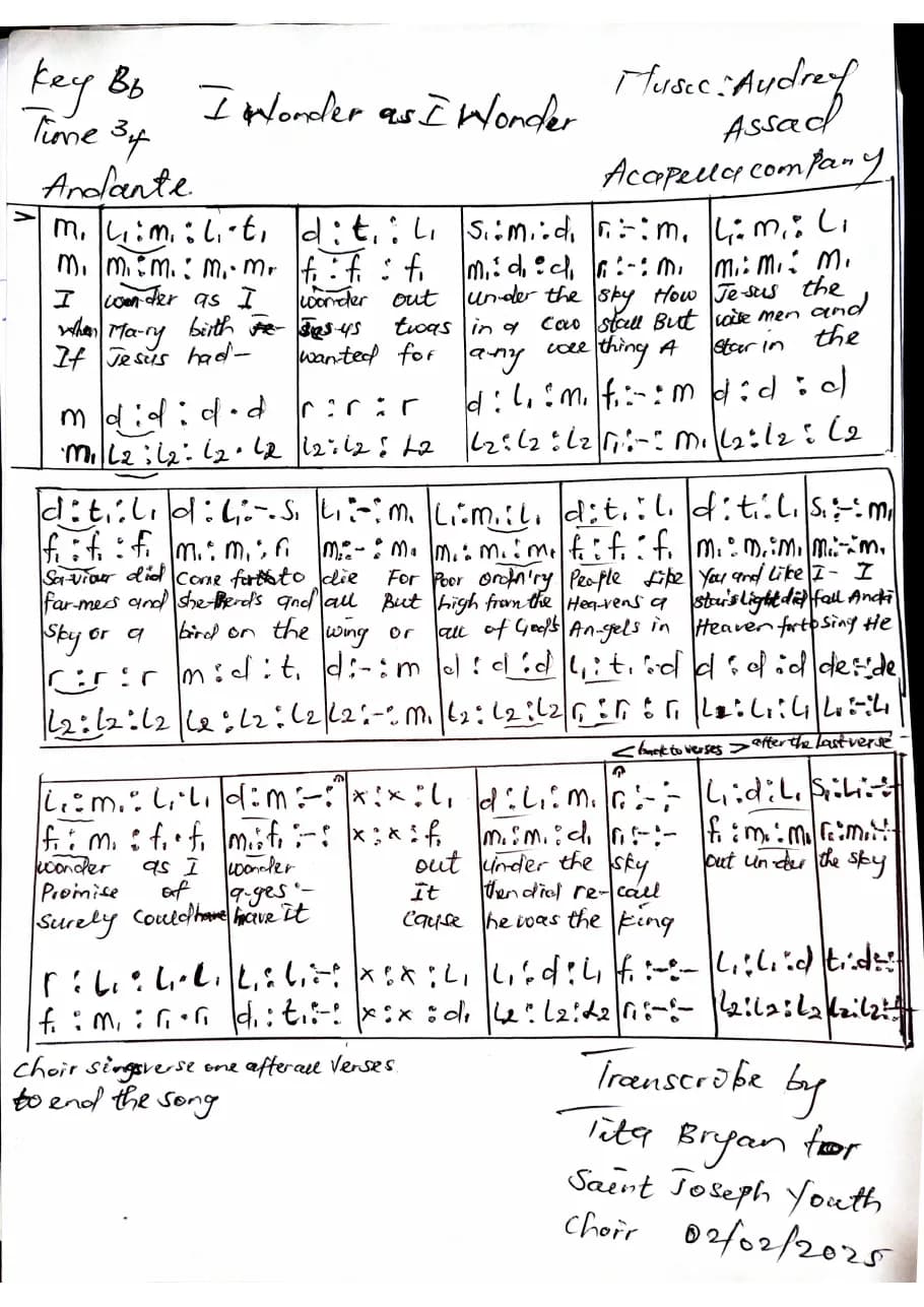 I Wonder as I Wonder — first page